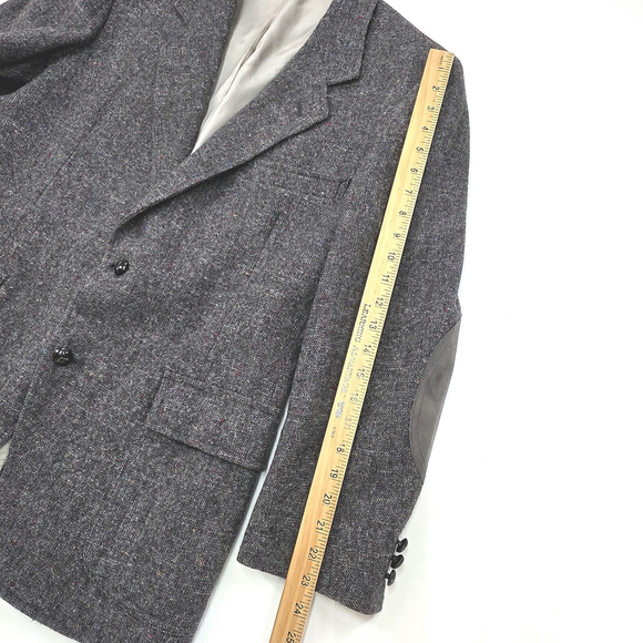 Americana Workwear Pendleton Tweed Blazer Size 43 Men Gray Suede Elbow Patch USA - Picture 13 of 16